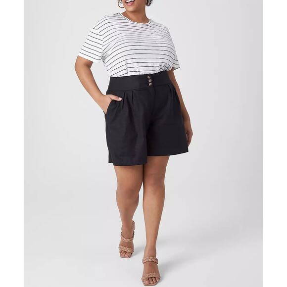 Lane Bryant Womens City Short Size 22 Linen Blend Trouser Style Black - Picture 2 of 11